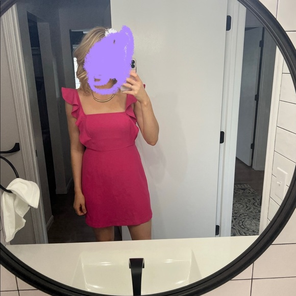 BCBGeneration Ruffle Sleeve Mini Dress in Peony - Picture 3 of 5